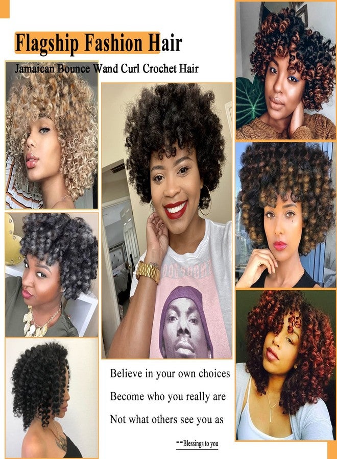 فلاج شيب شعر كروشيه جامايكي مموج للنساء ذوات البشرة السمراء، 12 بوصة، 5 قطع، 2 × خصلة شعر كروشيه مجعدة، لون مختلط، شعر كروشيه قصير مجعد بحلقات مسبقة - P1B/30 - Image 5